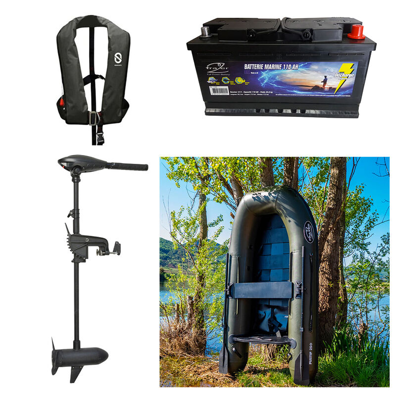 Pack Moteur Frazer 40 Lbs + Batterie Marine 110 AH + Furtif 250 + Gilet Gonflable XH - Packs | Pacific P&ecirc;che