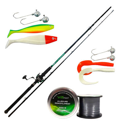 Pack Overfight Kit Shad + Jig Head + Tank Heavy Spin CS + Allround Monofilament 45/100 600 m + Kit Cat Twister + Jig Head - Packs et ensembles | Pacific P&ecirc;che