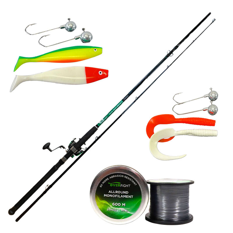 Pack Overfight Kit Shad + Jig Head + Tank Heavy Spin CS + Allround Monofilament 45/100 600 m + Kit Cat Twister + Jig Head - Packs et ensembles | Pacific P&ecirc;che