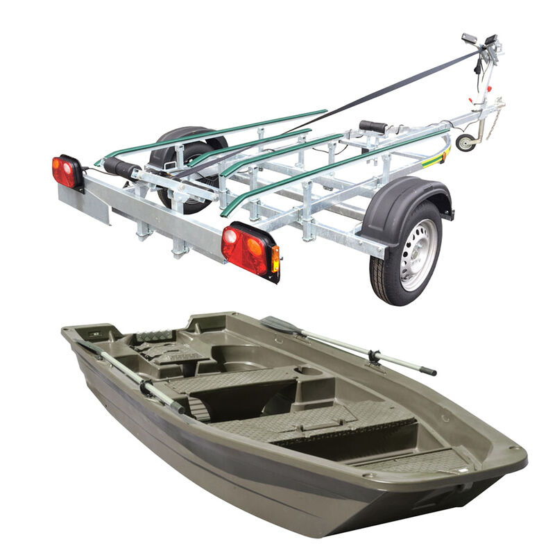 Pack Barque Catfish 400 Brown Olive + Remorque SP 350K - Packs | Pacific P&ecirc;che
