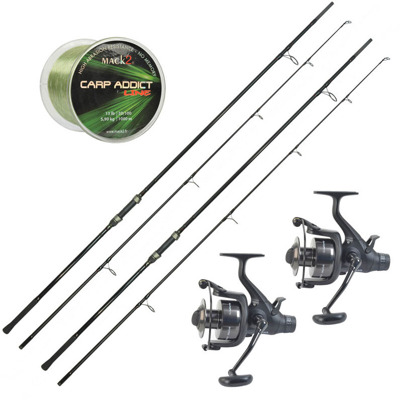 Pack 2 Carp Addict Evo 10' 3.5lbs + 2 Carp Addict 6000 FR + Nylon - Cannes | Pacific P&ecirc;che