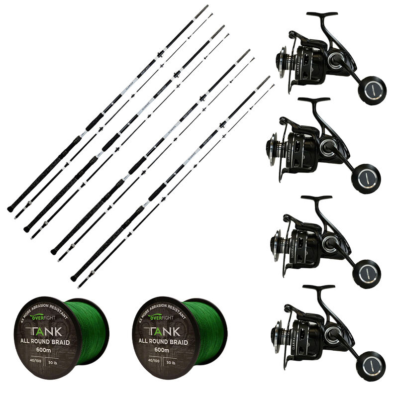Pack Overfight 4 Glanika Heavy Duty 300 cm 250-300 g + 4 Glanika 8000 XT + 2 Tank Allround Braid - Packs et ensembles | Pacific P&ecirc;che