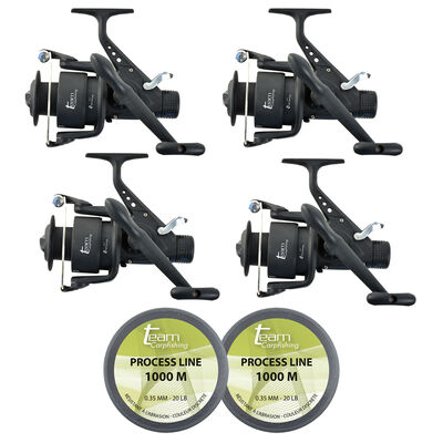 Pack 4 Moulinets Dark Water 6000 FS Debrayable + 2000m de 0.35mm - Moulinets | Pacific P&ecirc;che