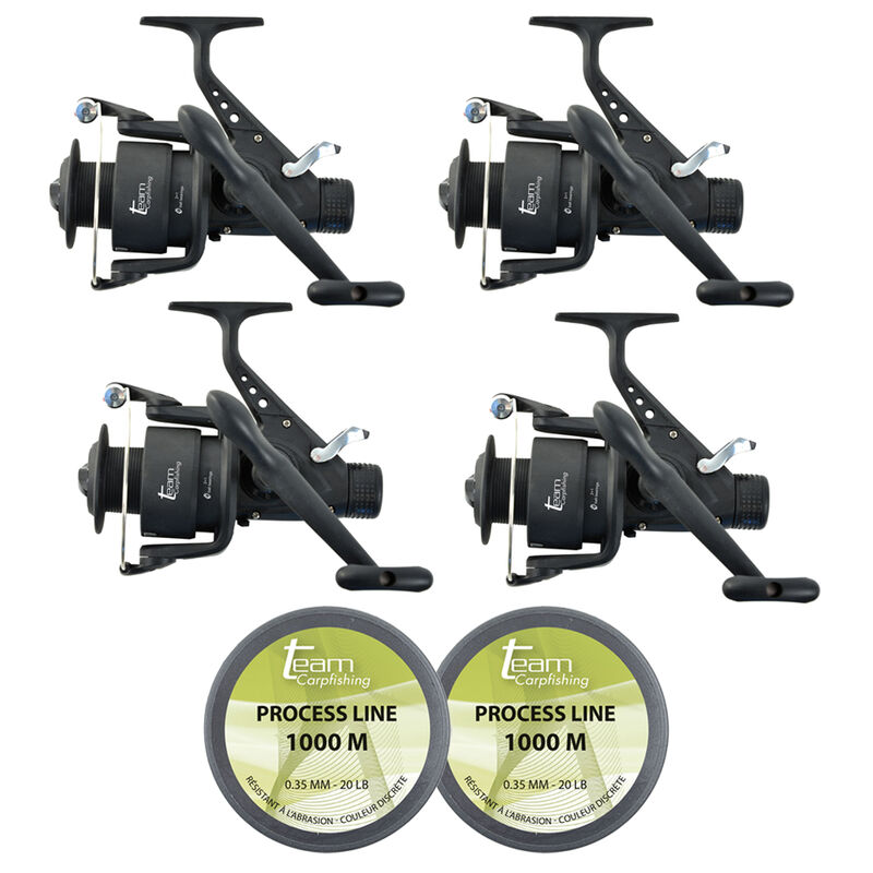 Pack 4 Moulinets Dark Water 6000 FS Debrayable + 2000m de 0.35mm - Moulinets | Pacific P&ecirc;che