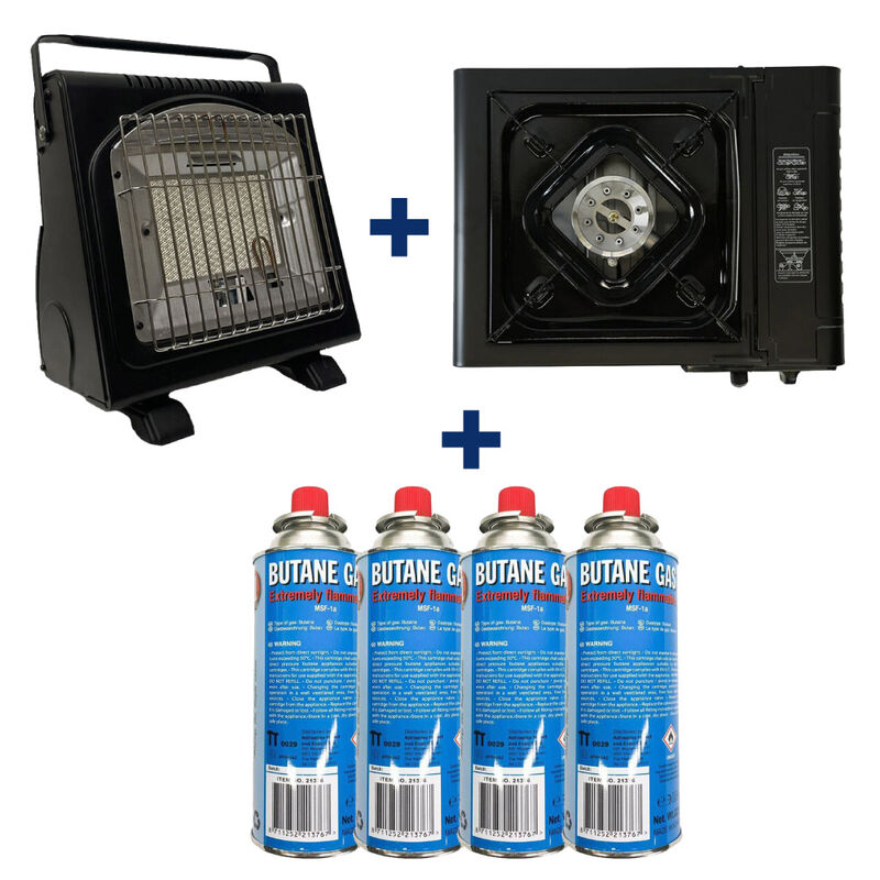 Pack Rechaud + Chauffage + 4 cartouches de gaz - Bivouac Confort | Pacific P&ecirc;che