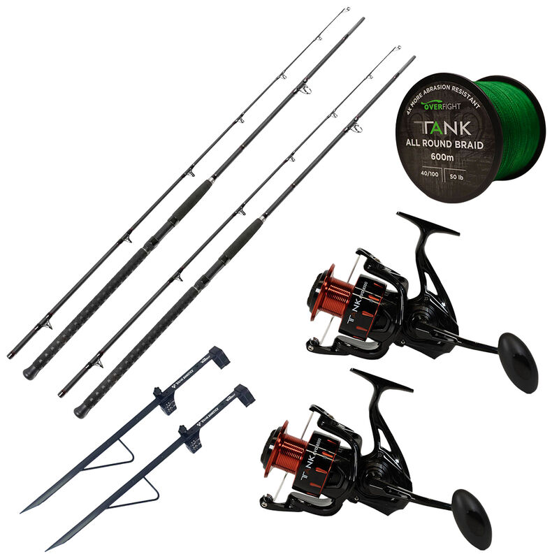 Pack Overfight 2 Tank Battle 3 m 200-300 g + 2 Tank Evo 8500 + 2 Tank Bankstick + Tank Allround Braid 50/100 600 m - Packs et ensembles | Pacific P&ecirc;che