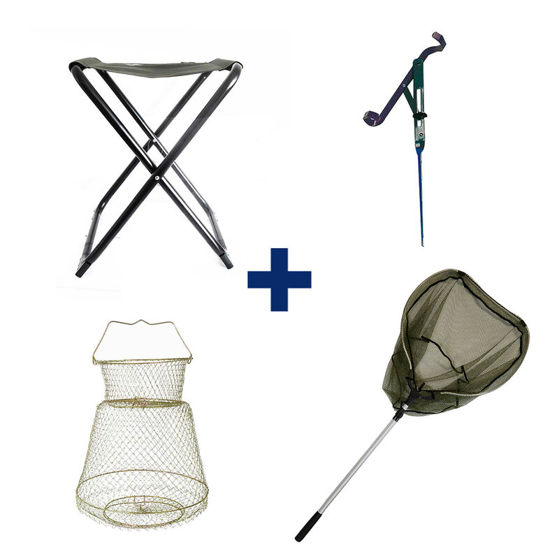 Pack Siege Pliant + Epuisette + Support Canne + Bourriche - Tous nos packs | Pacific P&ecirc;che