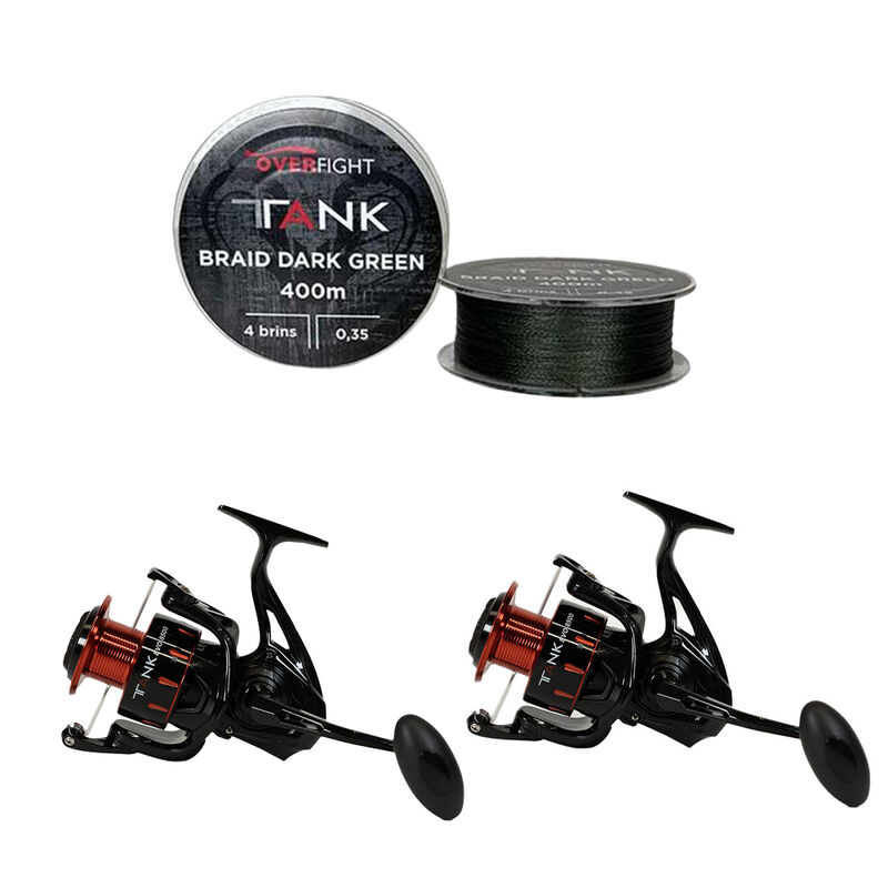 Pack Overfight Tank Evo 8500 + Tank Braid x4 Dark Green - Packs et ensembles | Pacific P&ecirc;che