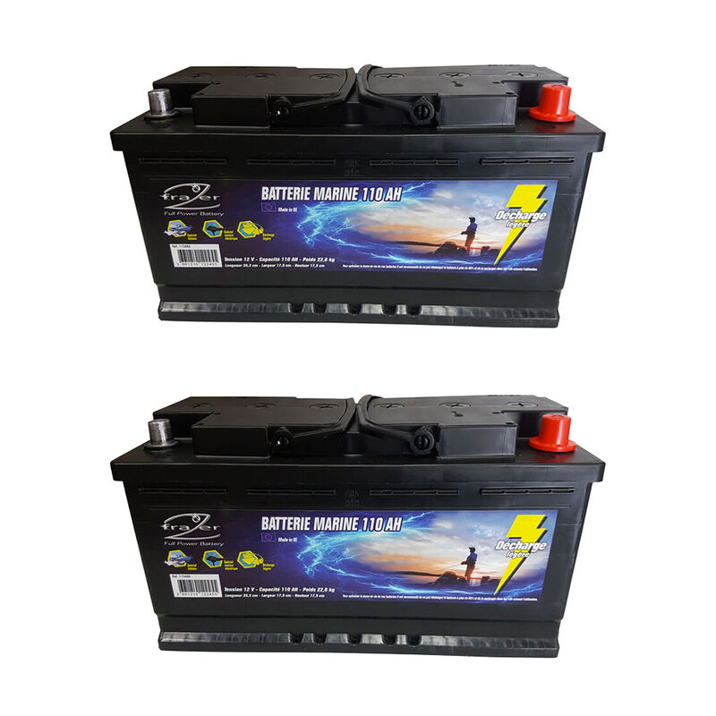 Pack 2 Batterie Marine 110 AH - Packs | Pacific P&ecirc;che