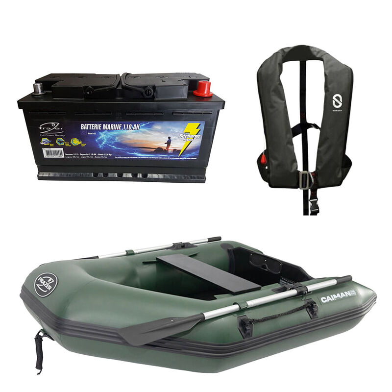 Pack Caiman 200 + Gilet Gonflable XH + Batterie Marine 110 Ah - Packs | Pacific P&ecirc;che