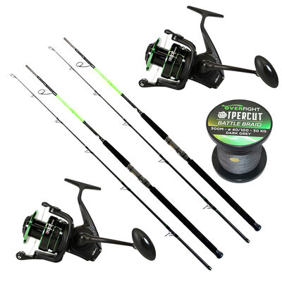 Pack Overfight 2 Ipercut Power 240 cm 100-250 g + 2 Ipercut 6000 FD + Ipercut Battle Braid - Packs et ensembles | Pacific P&ecirc;che