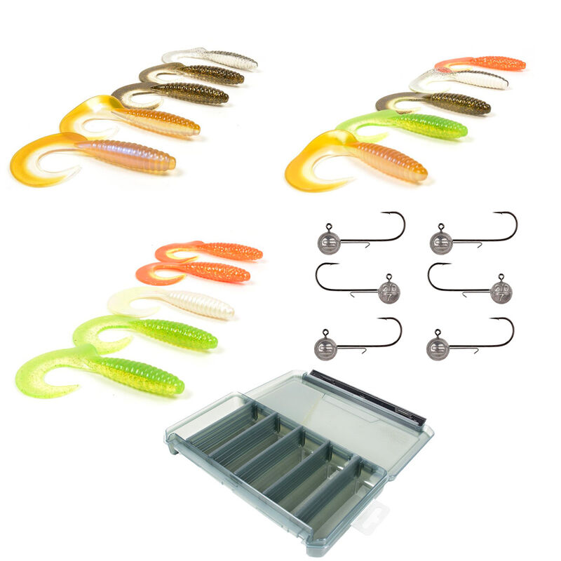 Pack 15 Grub 14cm + 6 T&ecirc;tes Plomb&eacute;es + Boite - Packs et ensembles | Pacific P&ecirc;che