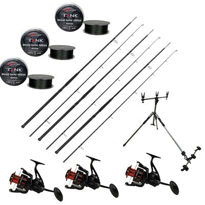 Pack Overfight 3 Tank Evo 8500 + 3 Tank Pellets 11' 5lbs + 3 Tank Braid x4 0.45 Dark Green + Ipercut Pod - Packs et ensembles | Pacific P&ecirc;che