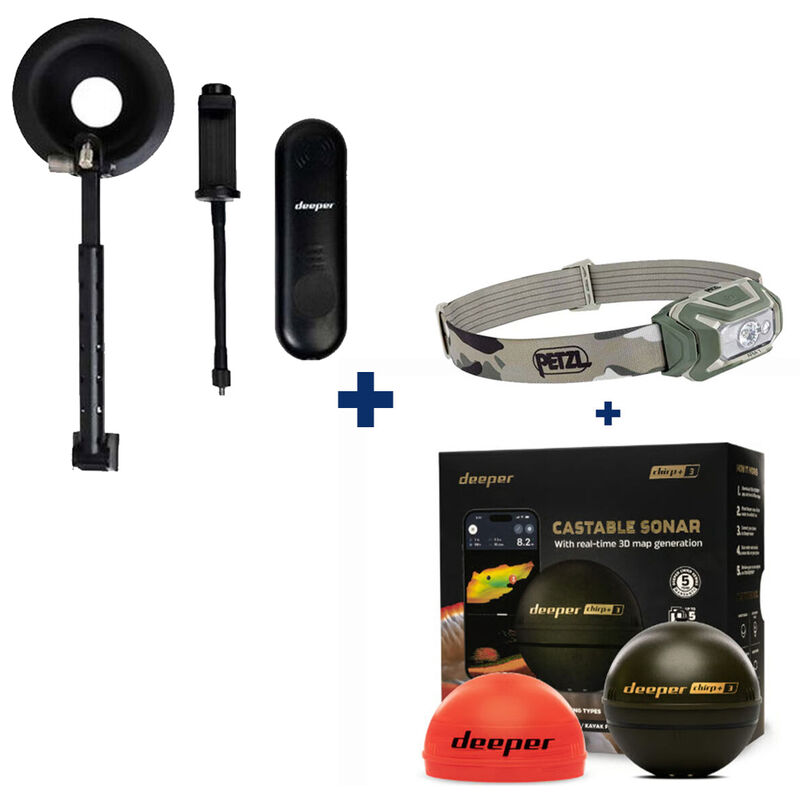 Pack Deeper Chirp+ 3D + Petzl Aria I + Amplificateur Wifi pour bateau amorceur - App&acirc;ts / Bateaux amorceur / Spodding | Pacific P&ecirc;che