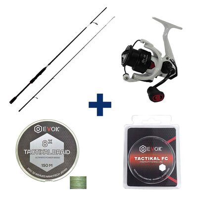 Pack Canne Evok Prediction 2.19m, 14-42g + Moulinet Prediction 3000Fd + Tresse + Fluorocarbone - Packs et ensembles | Pacific P&ecirc;che