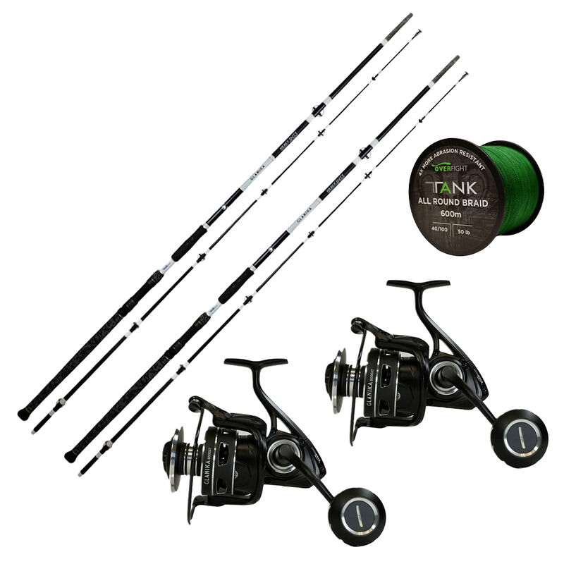 Pack Overfight 2 Glanika Heavy Duty 300 cm 250-300 g + 2 Glanika 8000 XT + Tank Allround Braid - Packs et ensembles | Pacific P&ecirc;che