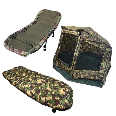 Pack Carp Addict Camo Brolly Sstem + Bedchair + Duvet - Bivouac Confort | Pacific P&ecirc;che