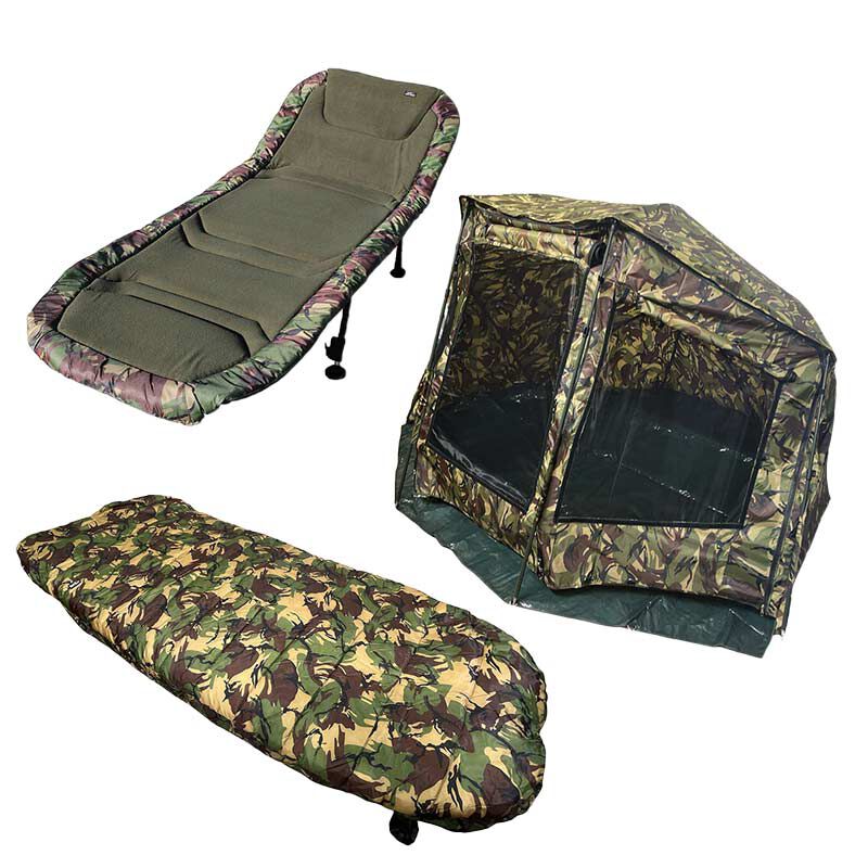 Pack Carp Addict Camo Brolly Sstem + Bedchair + Duvet - Bivouac Confort | Pacific P&ecirc;che