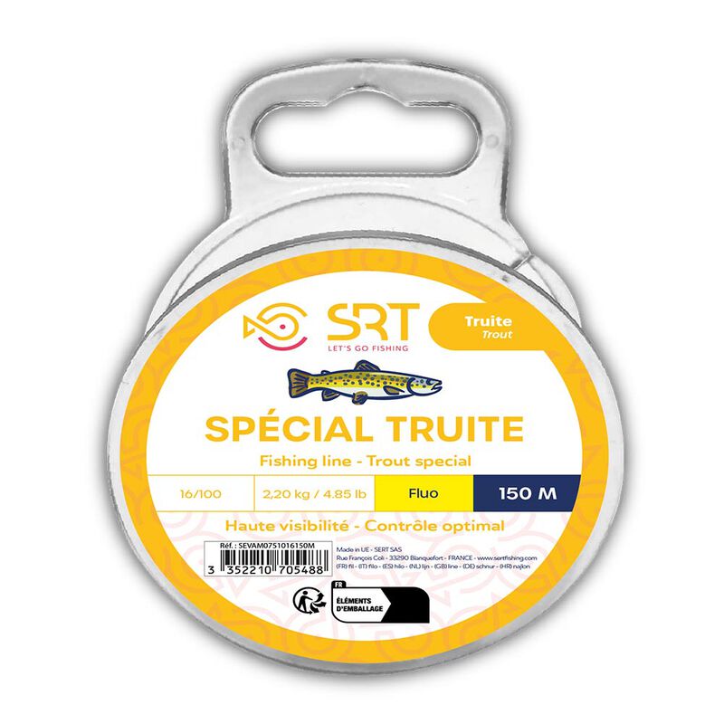 Nylon SRT SPECIAL TRUITE 150M - Fluo Jaune - Fils-nylons | Pacific P&ecirc;che