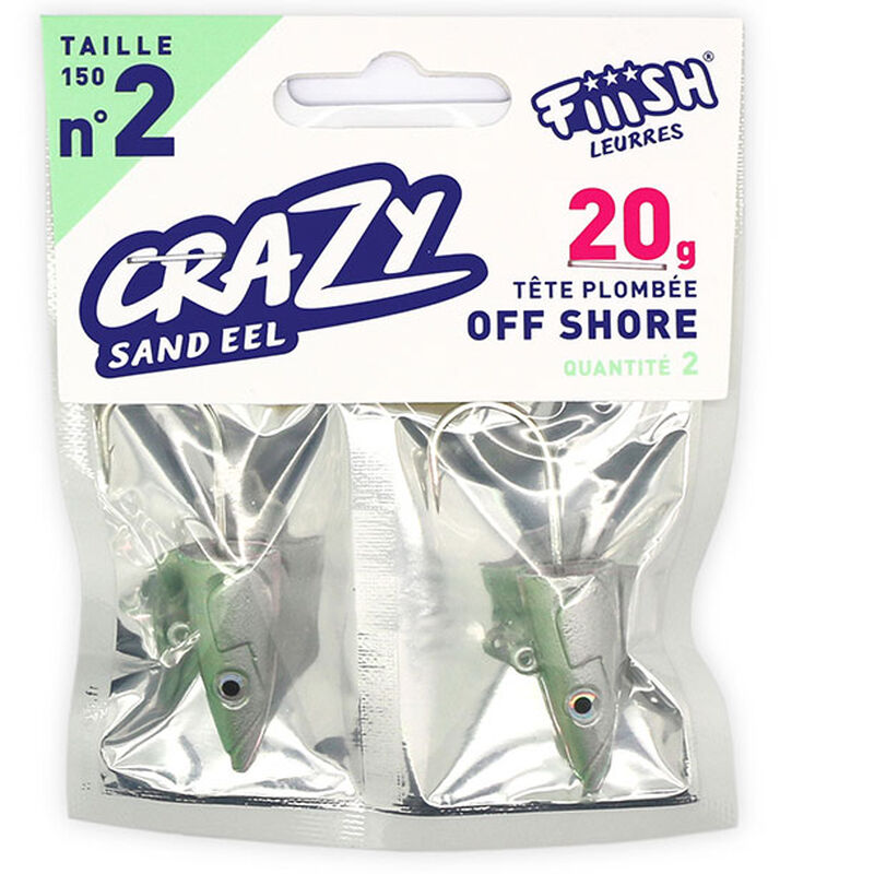 Tete plombee fiiish crazy sand eel 150 off shore 20g (x2) - T&ecirc;tes Plomb&eacute;es | Pacific P&ecirc;che