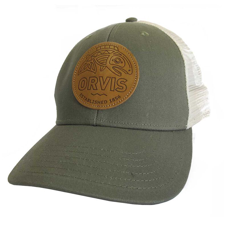Casquette orvis cascadia leather patch hat trucker - Casquettes | Pacific P&ecirc;che