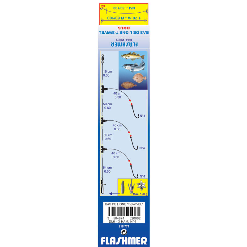 Bas de ligne mer flashmer t-swivel dl6 - Bas de Lignes / Lignes Mont&eacute;es | Pacific P&ecirc;che