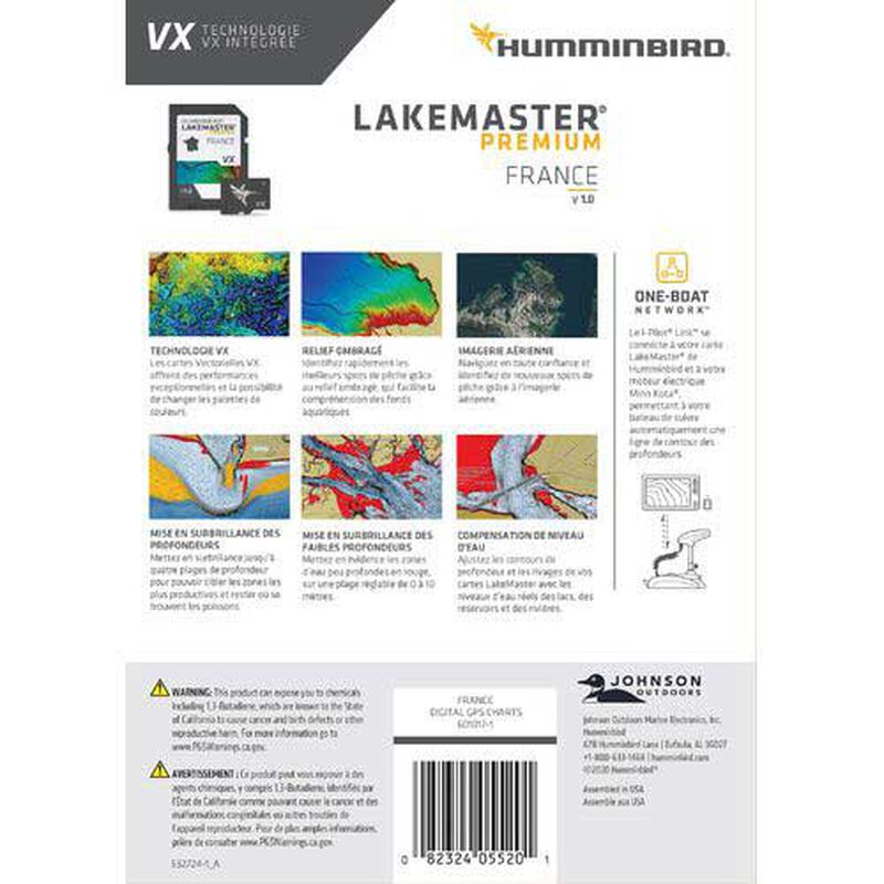 Carte d&eacute;taill&eacute;e des principaux lacs fran&ccedil;ais humminbird - Sondeurs/Gps | Pacific P&ecirc;che