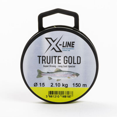 Fil nylon jaune fluo x-line truite gold 150 m - Fils-nylons | Pacific P&ecirc;che