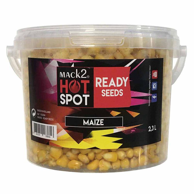 Graine cuite carpe mack2 ready made maize 2.3l - Pr&ecirc;tes &agrave; l'emploi | Pacific P&ecirc;che