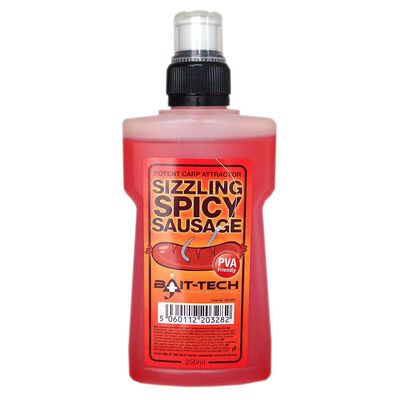 Additif Bait-Tech Liquid Sizzling Spicy Sausage 250ml - Additifs | Pacific P&ecirc;che