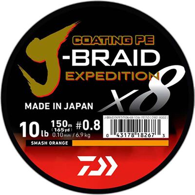 Tresse Daiwa J-Braid Exp X8 Smash Orange - 150m - Tresses | Pacific P&ecirc;che