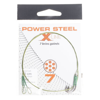 Bas de ligne acier carnassier x-line power steel 7 brins 40 cm + ham. simple (x3) - Carnassier au pos&eacute; | Pacific P&ecirc;che