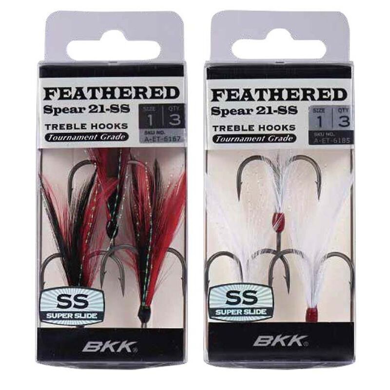 Hame&ccedil;ons triples &agrave; Plumes BKK Spear 21SS White (x3) - Emerillons et Agrafes | Pacific P&ecirc;che
