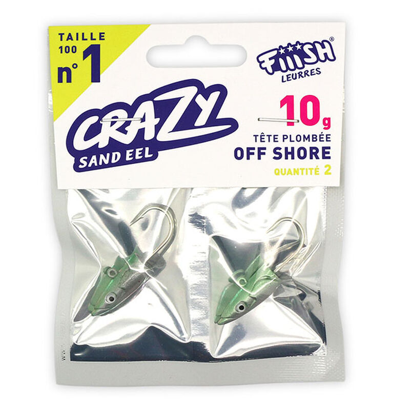 Tete plombee fiiish crazy sand eel 100 off shore 10g (x2) - T&ecirc;tes Plomb&eacute;es | Pacific P&ecirc;che