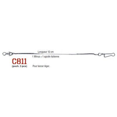 Bas de ligne acier mont&eacute; carnassier cannelle avancon multiflex c811 12cm (x3) - Bas de ligne mont&eacute;s | Pacific P&ecirc;che
