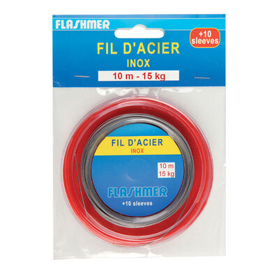 Fil d'acier tress&eacute; flashmer inox 10m - Aciers | Pacific P&ecirc;che