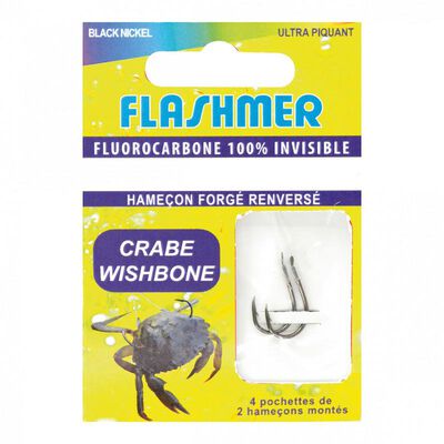 Hame&ccedil;ons mont&eacute;s flashmer crabe wishbone 100% fluorocarbone - Bas de Lignes / Lignes Mont&eacute;es | Pacific P&ecirc;che