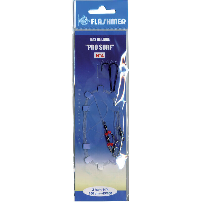 Bas de ligne mer flashmer pro surf 2 hamecons n&deg;4 - Bas de Lignes / Lignes Mont&eacute;es | Pacific P&ecirc;che