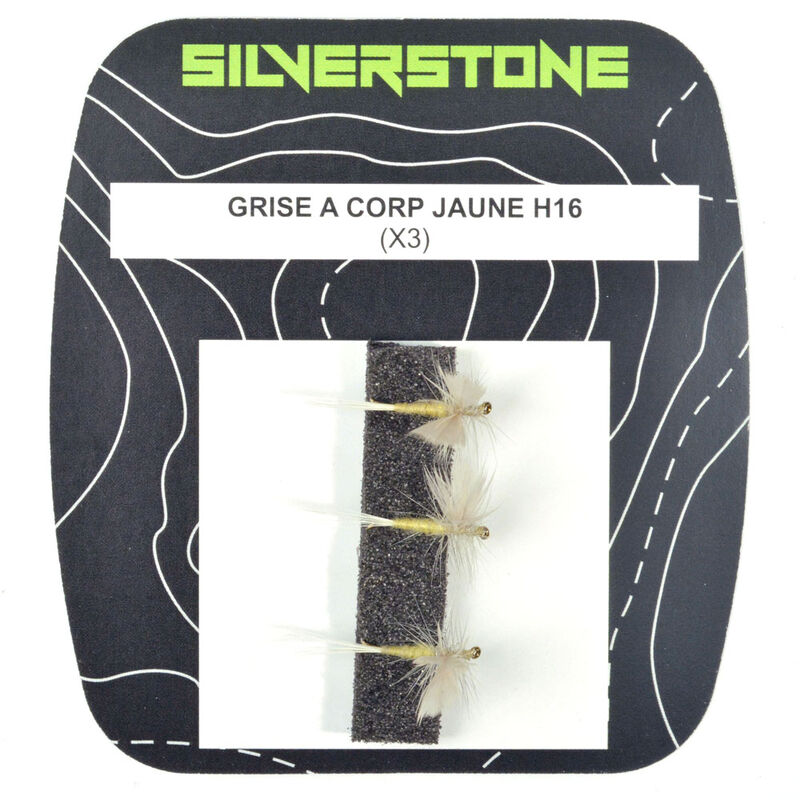 Mouche s&egrave;che silverstone grise &agrave; corp jaune h16 (x3) - S&egrave;ches | Pacific P&ecirc;che