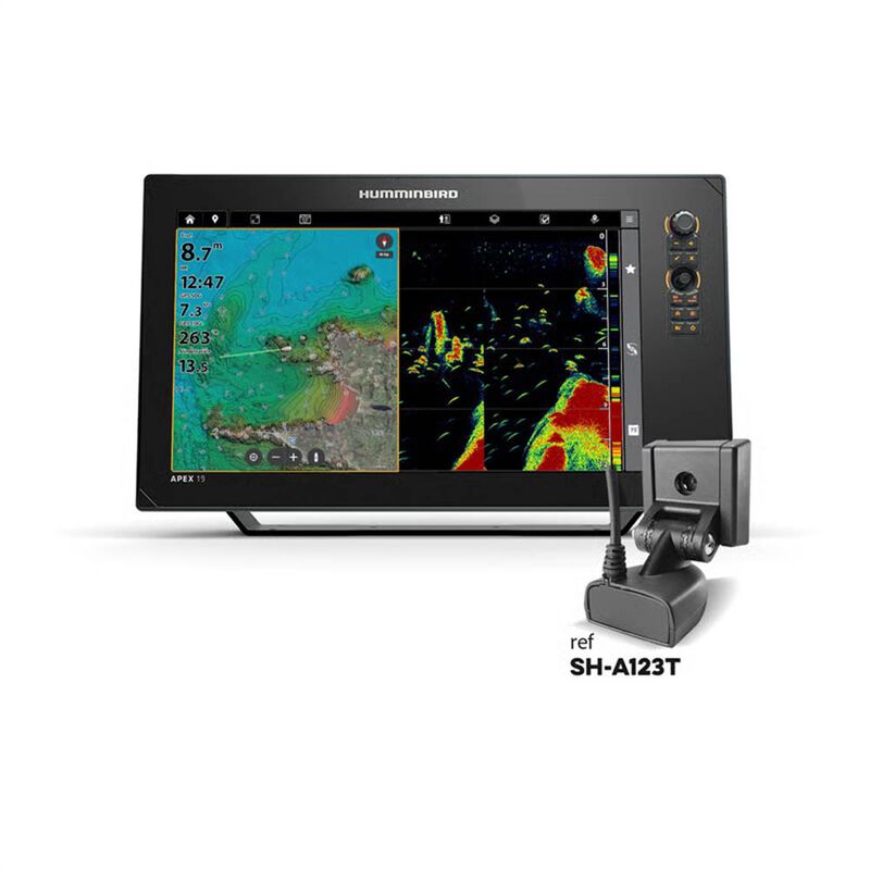 Sondeur Humminbird Combin&eacute; Tactile APEX 19 - Version DS - Sonde Tableau Arri&egrave;re + T&deg; - Sondeurs | Pacific P&ecirc;che