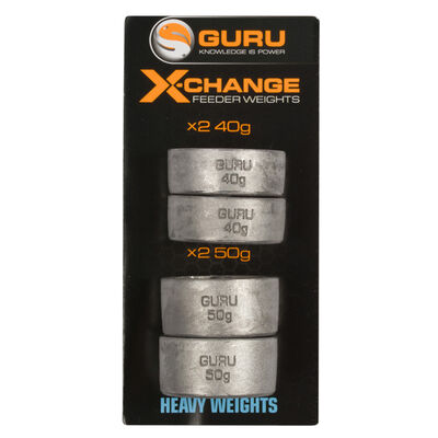 Plombs pour cages feeder coup guru x-change distance feeder weights heavy (x4) - Cages | Pacific P&ecirc;che