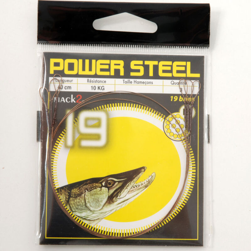 Bas de ligne acier carnassier x-line power steel 19 brins 40cm (x3) - Bas de ligne mont&eacute;s | Pacific P&ecirc;che
