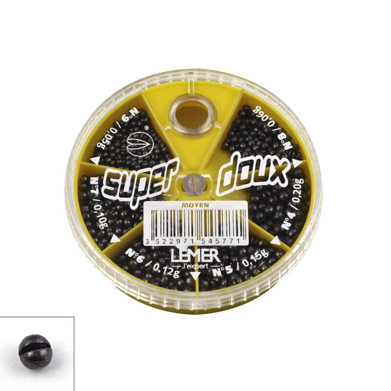 Boite de plombs fendus lemer 6 cases super doux moyen - Ronds | Pacific P&ecirc;che