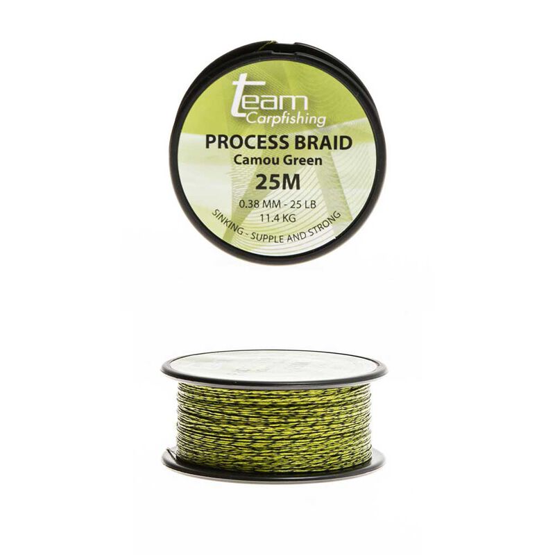 Tresse &agrave; bas de ligne carpe team carpfishing process braid 25lb - Tresse BDL | Pacific P&ecirc;che