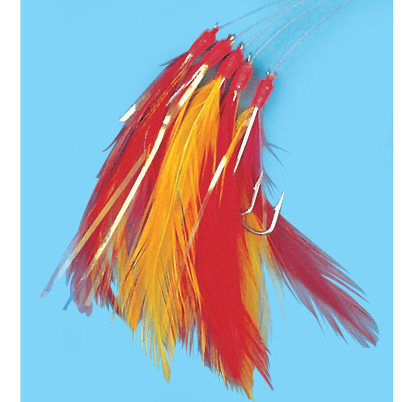 Bas de ligne mer flashmer plume filament 5 hamecons 2/0 - Bas de Lignes / Lignes Mont&eacute;es | Pacific P&ecirc;che