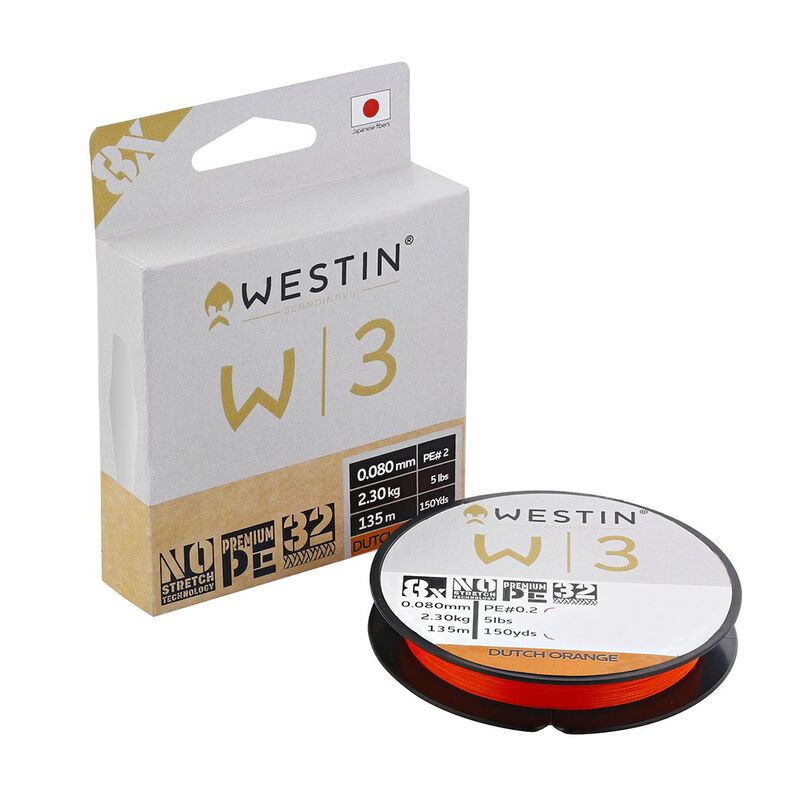 Tresse WESTIN W3 8-BRAID DUTCH Orange 135m - Tresses | Pacific P&ecirc;che