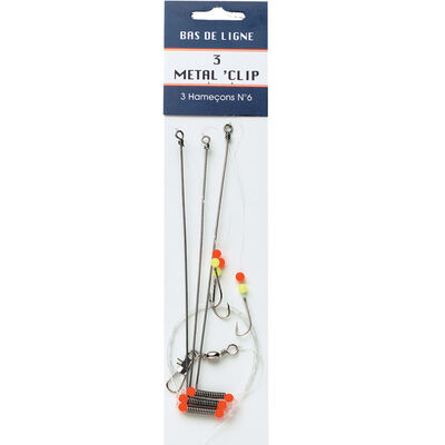Bas de ligne mer flashmer metal clip 3 hamecons - Bas de Lignes / Lignes Mont&eacute;es | Pacific P&ecirc;che