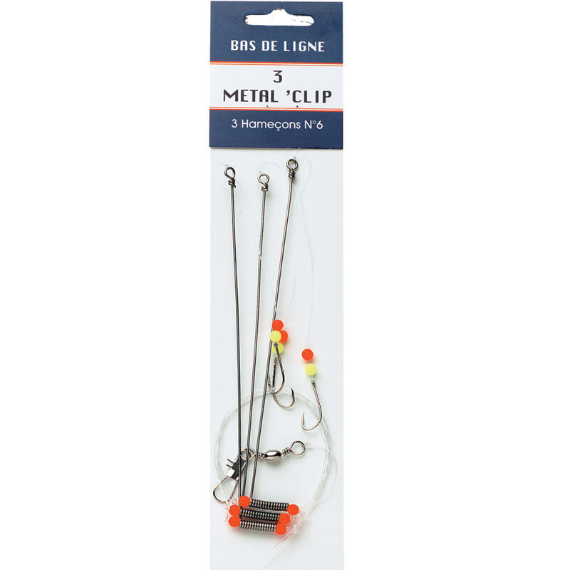 Bas de ligne mer flashmer metal clip 3 hamecons - Bas de Lignes / Lignes Mont&eacute;es | Pacific P&ecirc;che
