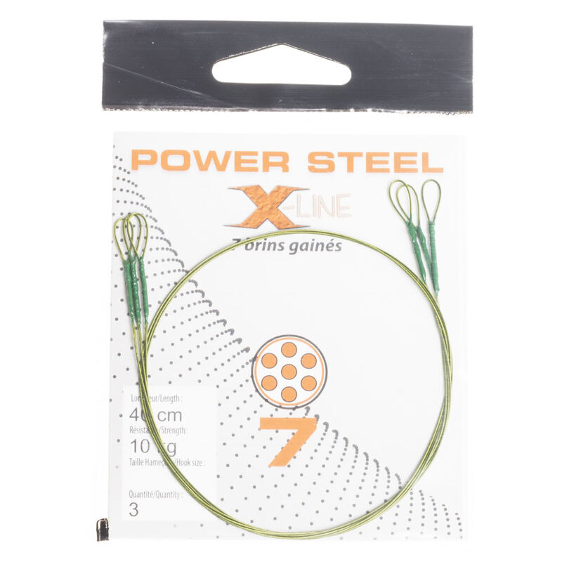 Bas de ligne acier carnassier x-line power steel 7 brins 40cm (x3) - Bas de ligne mont&eacute;s | Pacific P&ecirc;che