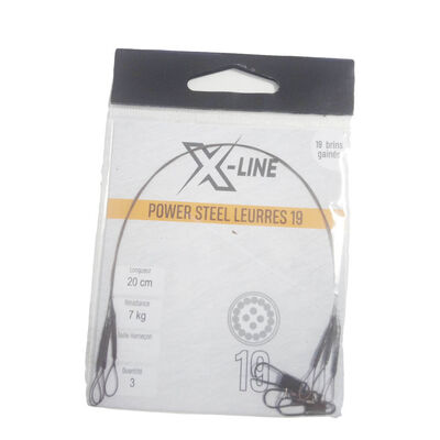 Bas de ligne acier carnassier x-line power steel 19 brins sp&eacute;cial leurres 20cm (x3) - Bas de ligne mont&eacute;s | Pacific P&ecirc;che